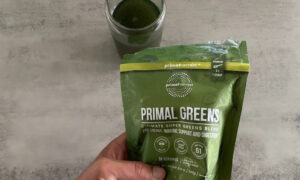 mixing primal greens drink